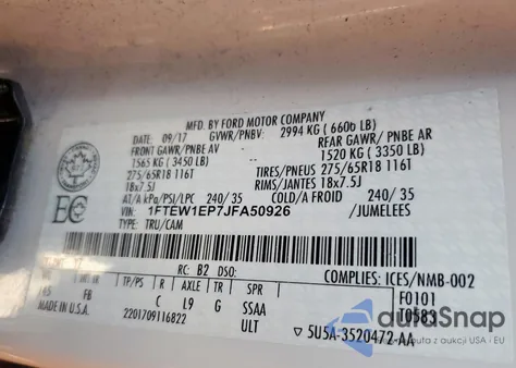 2018 Ford F150 Supercrew from USA, damaged, VIN 1FTEW1EP7JFA50926
